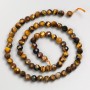 Beads of Tiger's Eye, Hawk's Eye, and Bull's Eye natural stones, faceted ball on thread, 6mm diameter ±, length 38cm ±