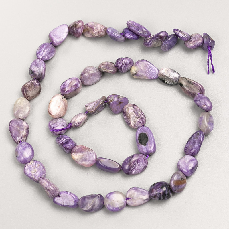 Charoite Beads on Thread, Faceted Natural Stone, 8x10mm, 40cm Length