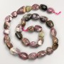 Natural gemstone tourmaline beads on thread, natural nuggets, 10x14 mm, ± length 40 cm