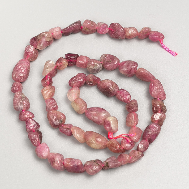 Natural Ruby Turquoise Tourmaline Beads on Thread, 7×9 mm ±, 39 cm ± length