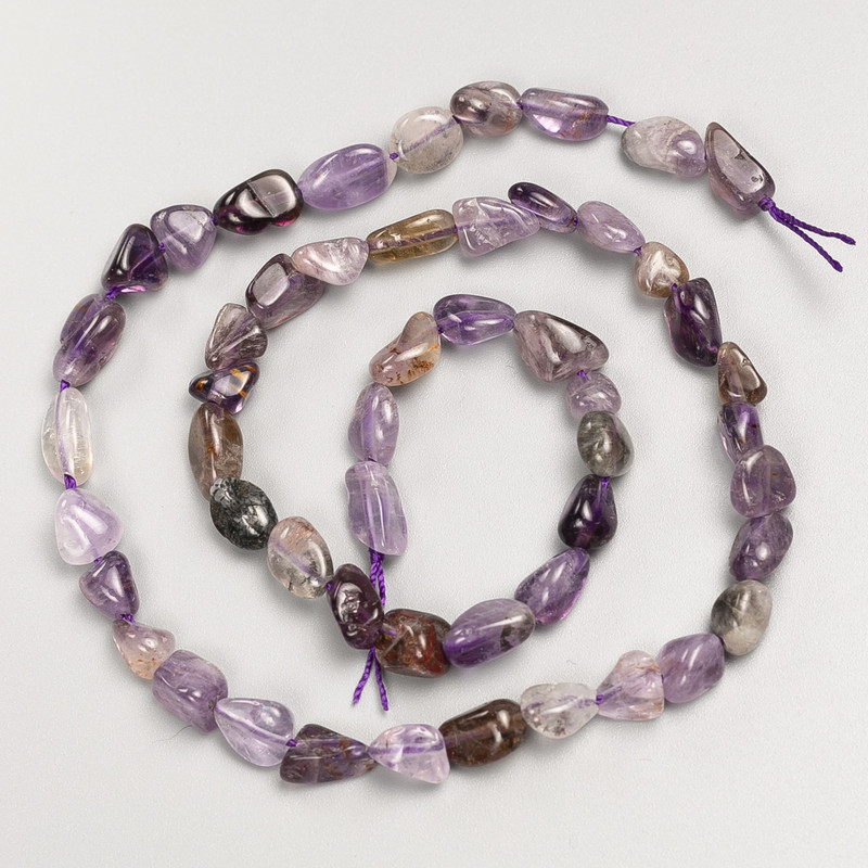 Amethyst Beads, Natural Stone, Tumbled on Thread, 7×9 mm ±, 40 cm ± Length