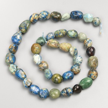 Chrysocolla and Sodalite Natural Stone Beads on Thread, 8×10 mm ±, 40 cm length