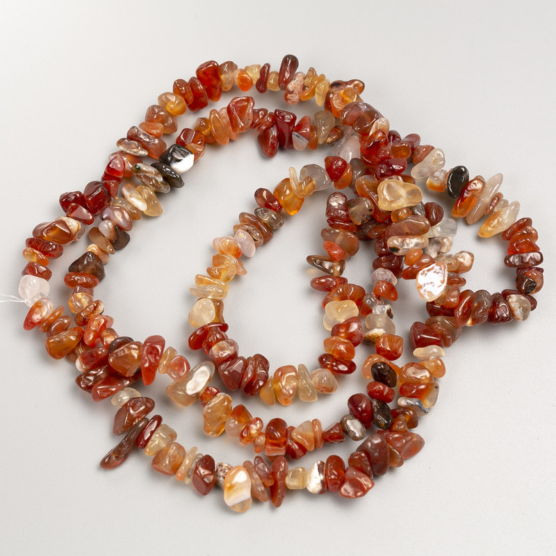 Carnelian Chip Beads on Long String, 7-10×5mm diameter, length 80cm+