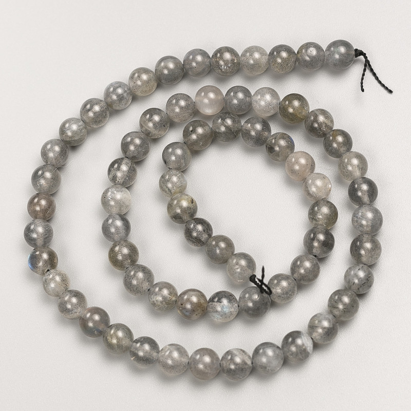 Labradorite Beads, Smooth Round 6mm on Thread, 40cm Length