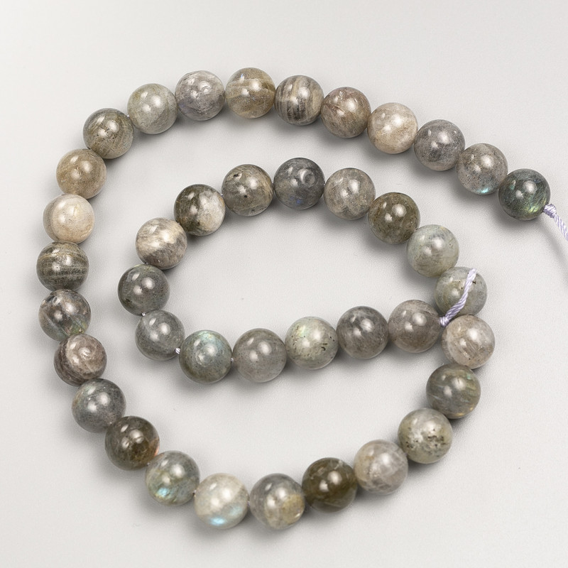 Natural Labrodorite Beads Smooth Sphere on Thread, 10mm ± Diameter, 38cm ± Length