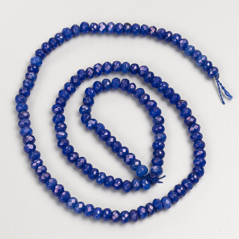 Lapis Lazuli Stone Beads (single) Faceted Rondelle on Thread, diameter 4x3.5mm±, length 38cm±