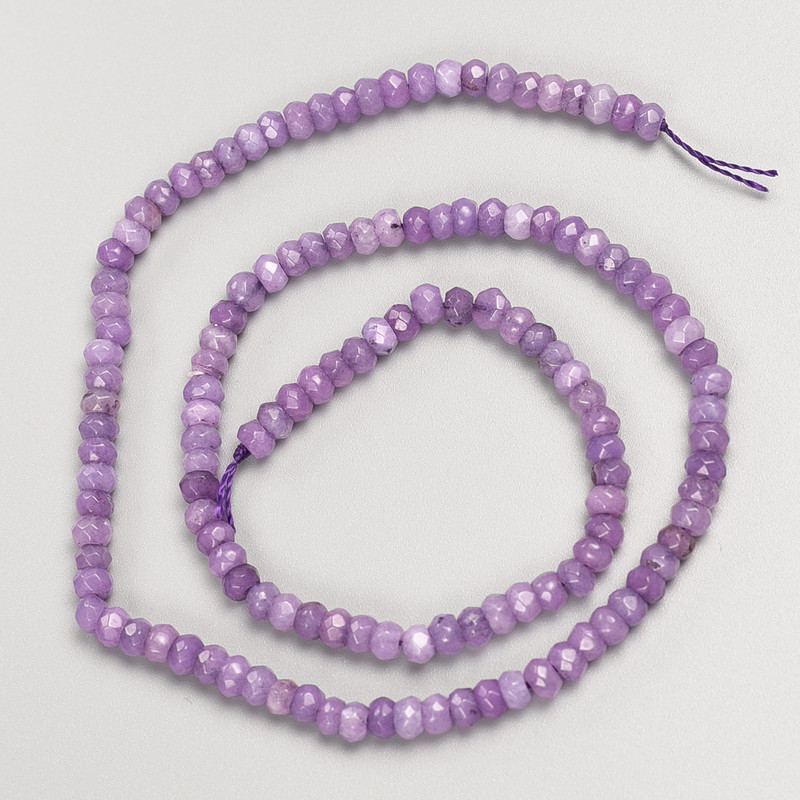 Amethyst Stone Beads (artificial) Faceted Rondelle on Thread d4×2.5mm+-, length 37cm+-