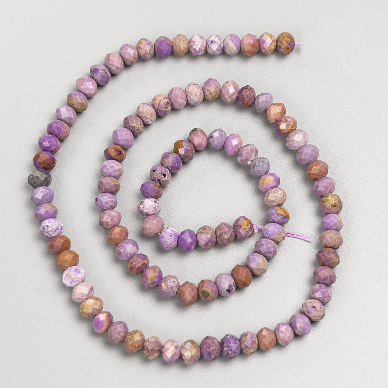 Phosphosiderite Beads, Faceted Rondelles on String, 5×3.5 mm, about 39 cm