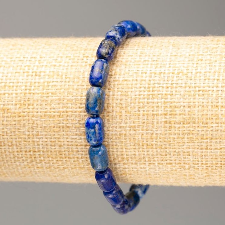 Lapis Lazuli Stone Bracelet on Elastic Band 9x6.5mm, 18 cm+