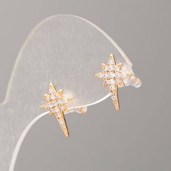 Earrings Xuping 18K Gold Plated with White Crystals, 14x10 mm diameter