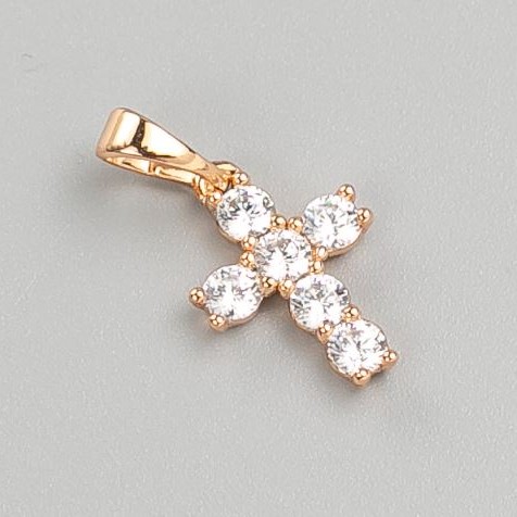 Xuping Pendant Cross with White Crystals 18K Gold Plated, 15×10mm