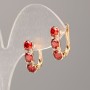 Xuping Earrings with Red Stone and White Crystals 17×5 mm 18K Gold Plated