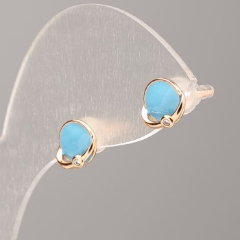 Earrings Stud Xuping 18K Gold Plated with Blue Crystals 7mm +
