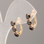 Xuping Earrings with Black Stone and White Rhinestones, 17x5 mm, 18K Gold Plating