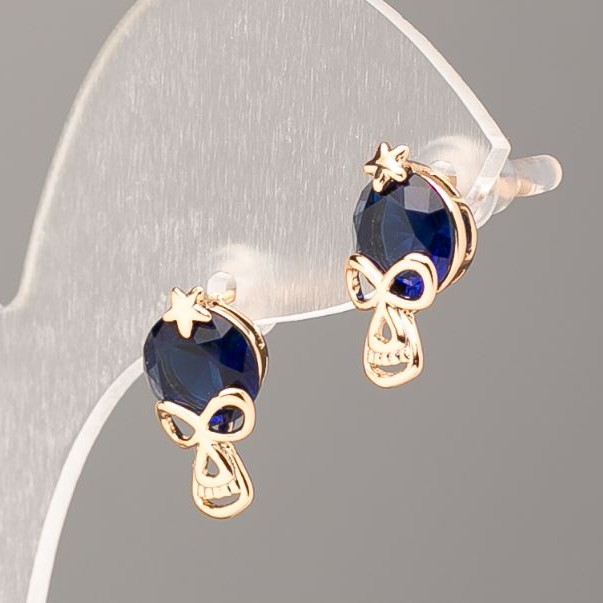 Stud Earrings with Xuping Gold Plating 18K with Blue Stone, 14.5x8mm