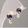 Stud Earrings with Xuping Gold Plating 18K with Blue Stone, 14.5x8mm