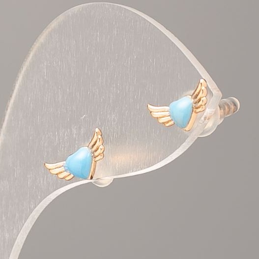 Xuping Stud Earrings Blue Heart Shape Gold Plating 18K, 10x5mm