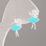 Xuping Stud Earrings with Blue Enamel in Silver Tone Metal 15x11mm
