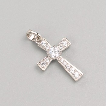 Cross Pendant Xuping Rhodium-plated with White Stone 22×14 mm+