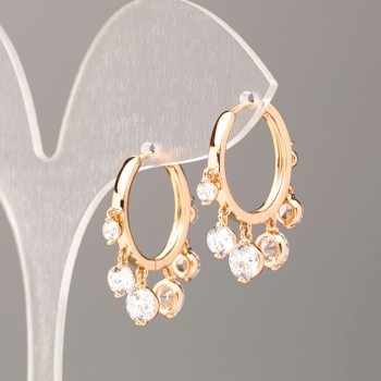 Earrings Xuping 18K Gold Plated Heart with White Stones, 12×14 mm diameter+
