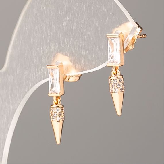 Stud Earrings Xuping 18K Gold Plating with White Stones, 18x3 mm