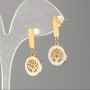 Earrings Xuping Gold Plated Studs Tree with White Rhinestones, 12mm diameter, 2.8 cm length