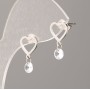 Earrings Studs Xuping Heart with White Stone, 11mm Diameter Rhodium Plated