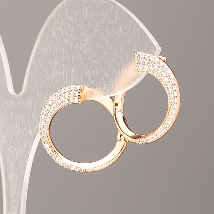 Earrings Xuping 18K Gold Plating with White Crystals, 21x20mm diameter+