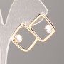 Earrings Square Xuping 18K Gold Plating with White Crystal, 17x17 mm diameter