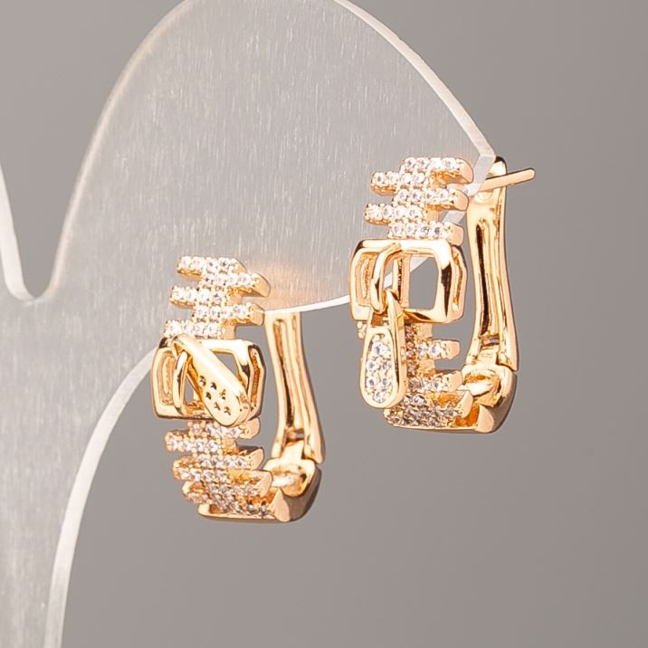 Earrings Xuping 18K Gold Plating with White Crystals, diameter 19x8, 5mm+