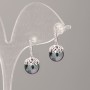 Earrings Xuping with Mallorca Pearls black with benzene tint, 9mm pearl diameter, 18 mm length, rhodium-plated