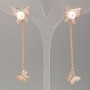 Xuping Earrings with Mallorca Pearls and White Stones 13x13mm, 6cm Length, 18K Gold Plating
