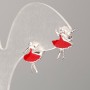 Xuping Stud Earrings Silver Metal with Red Enamel 15×11mm