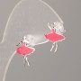 Stud Earrings Xuping Silver Tone with Pink Enamel 15x11 mm