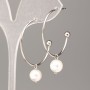 Xuping Earrings with White Mallorca Pearl 30x8mm Rhodium