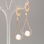 Xuping Earrings with Mallorca Pearl, 8mm diameter, 5 cm length ± 18K Gold Plating
