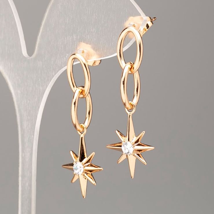 Earrings Xuping 18K Gold Plated with White Stone, 20x14mm, length 4 in (+)