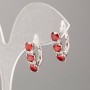Xuping Earrings with Red Stone and White Crystals 17x5mm Rhodium