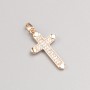 Xuping Cross Pendant in 18K Gold Plating with White Crystals, 26×15.5 mm, 5 mm+