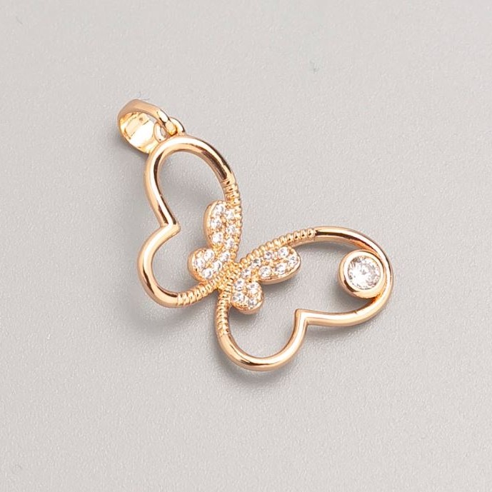 Xuping Pendant Gold Plating 18K Butterfly with White Rhinestones, diameter 23x17mm+