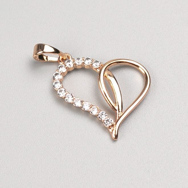Xuping Pendant Gold Plating 18K Heart with White Crystals, 18x20mm diameter+