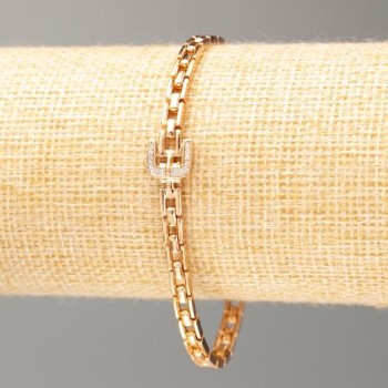 Bracelet Xuping Gold Plating 18K, length 19 cm, thickness 4 mm ± with white crystals