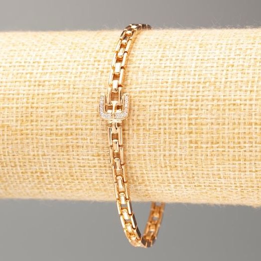 Bracelet Xuping Gold Plating 18K, length 19 cm, thickness 4 mm ± with white crystals