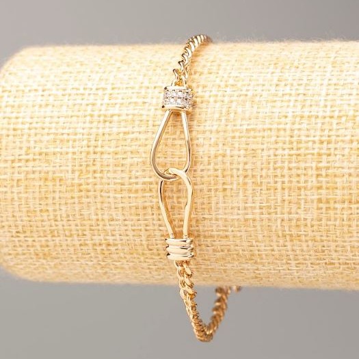 Xuping Bracelet with 18K Gold Plating, Cuban link weave, 18.5-21 cm adjustable length, 4 mm thick, with crystals