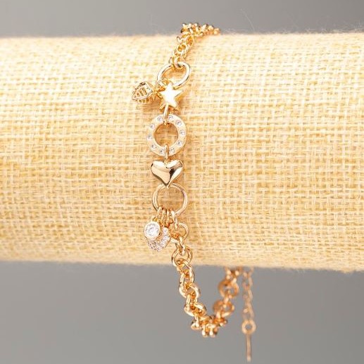 Bracelet Xuping Gold Plating 18K, length 19-23cm, thickness 5mm± with rhinestones