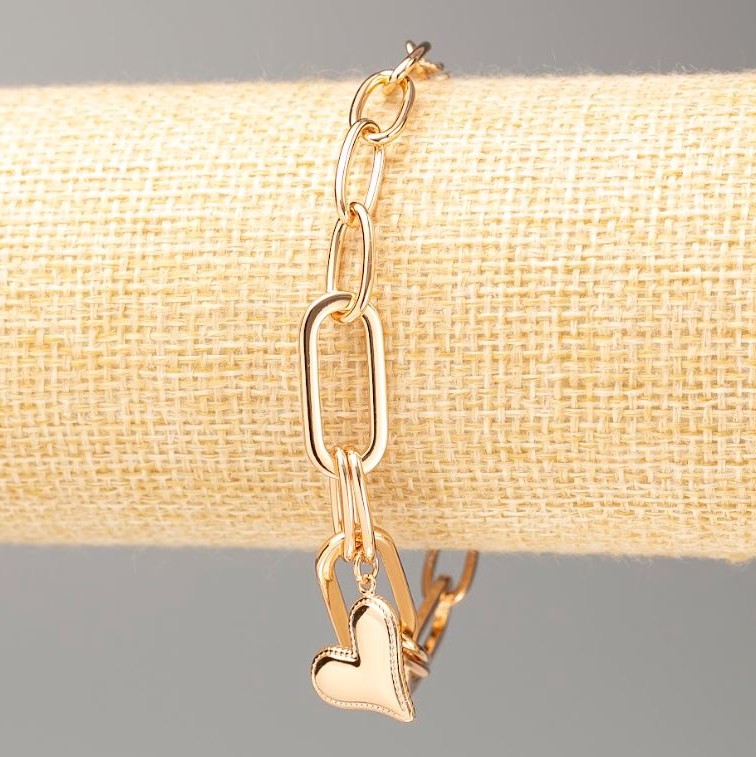 Xuping Gold-Plated 18K Heart Bracelet, length 16-20 cm, thickness 6.5 mm ±, 9 mm ±