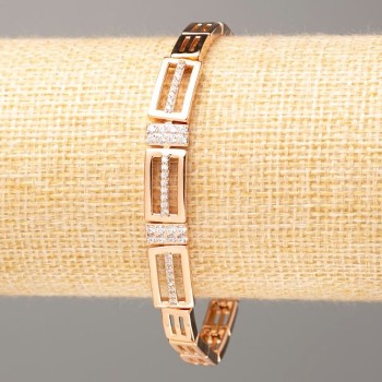 Bracelet Xuping 18K Gold Plating with White Crystals, length 19 cm, thickness 6 mm +/- (8 mm +/-)
