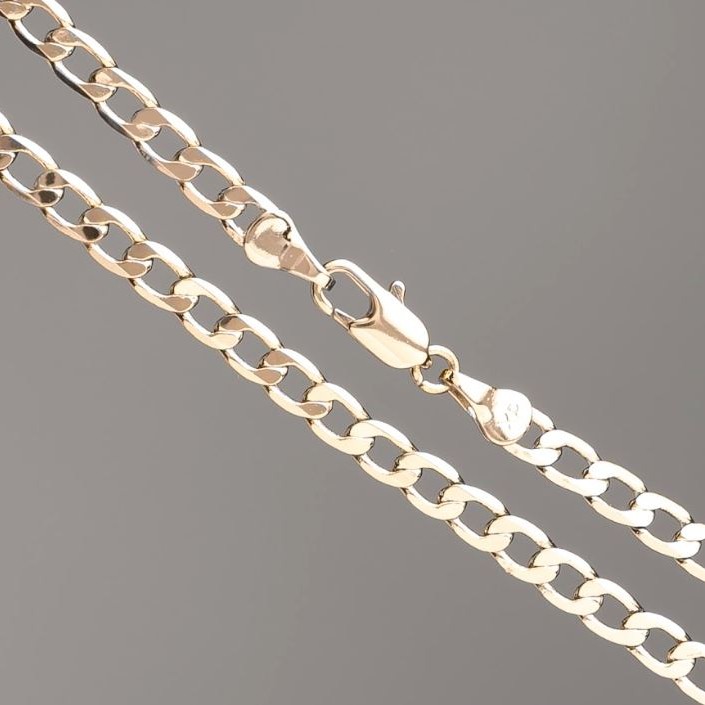 Xuping Chain with 18K Gold Plating, Cable/Armor (Panzirne) Weave, 50 cm length, 4 mm thickness