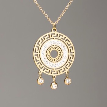 Xuping Chain with Lemon Gold Plating and Pendant 32x23mm+- (with White Rhinestones), length 41-45cm+-, thickness 1.5mm+-