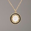 Xuping Chain with Pendant Gold Plating Lemon Tone with Black Enamel and White Rhinestones, diameter 18mm±, length 46-52cm±, thickness 1.5mm±